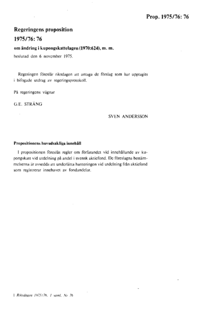 Omslaget till prop. 1975/76:76