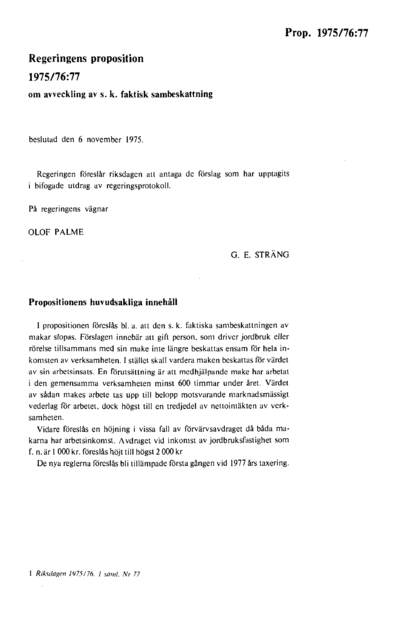 Omslaget till prop. 1975/76:77