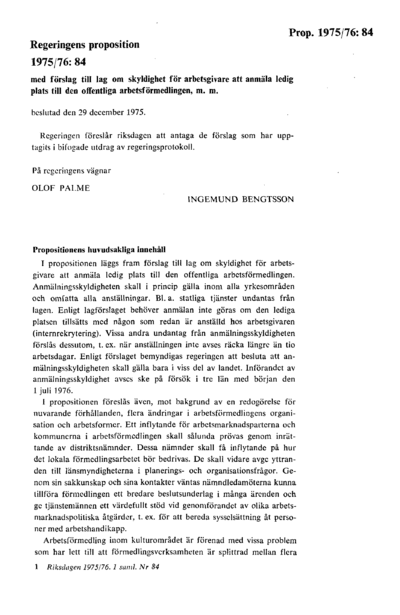 Omslaget till prop. 1975/76:84