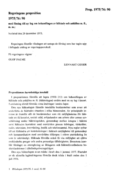 Omslaget till prop. 1975/76:90