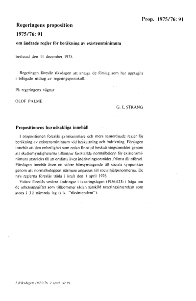 Omslaget till prop. 1975/76:91