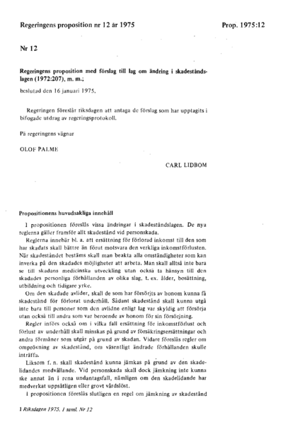 Omslaget till prop. 1975:12