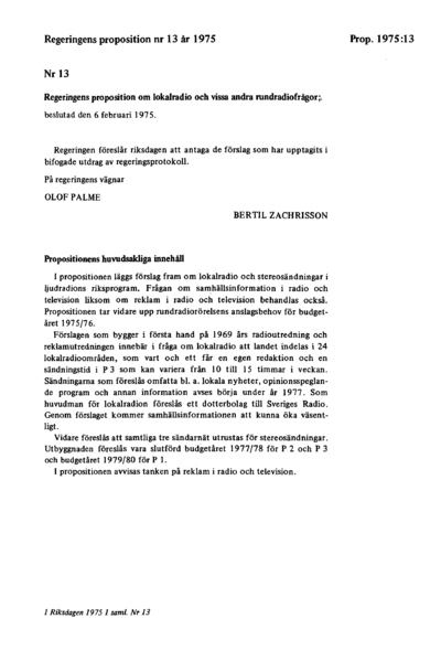 Omslaget till prop. 1975:13