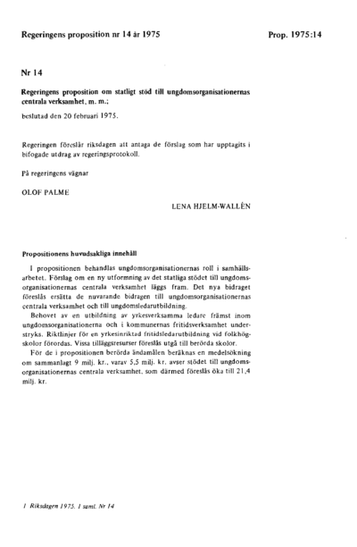 Omslaget till prop. 1975:14