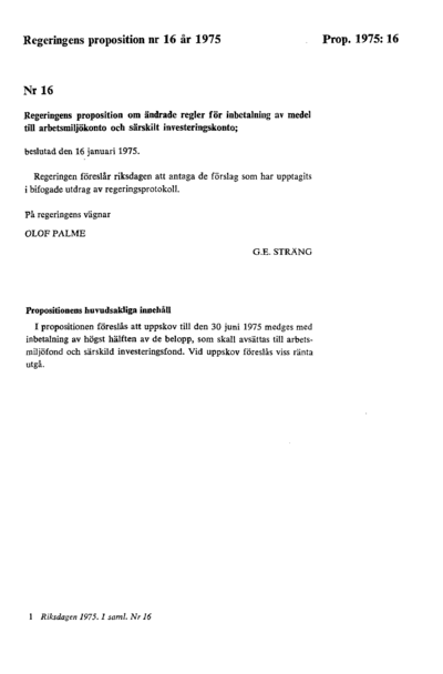 Omslaget till prop. 1975:16