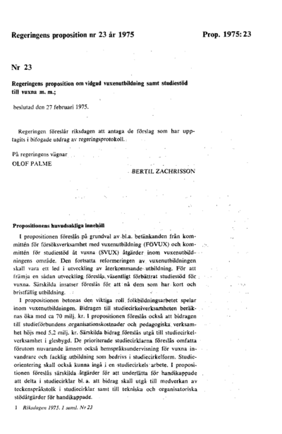 Omslaget till prop. 1975:23