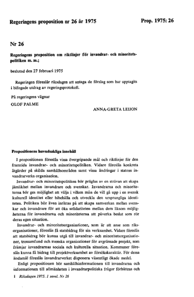 Omslaget till prop. 1975:26