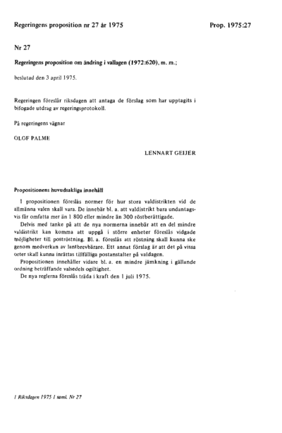Omslaget till prop. 1975:27
