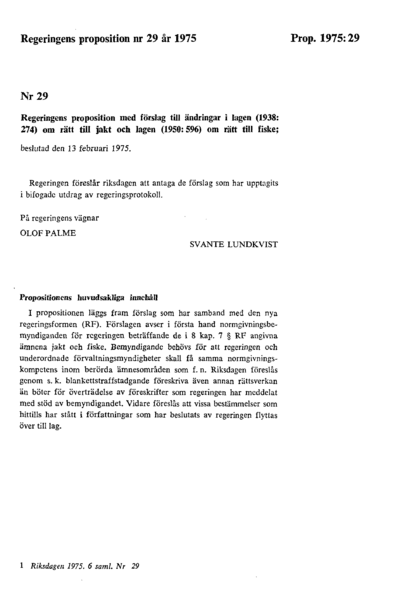 Omslaget till prop. 1975:29