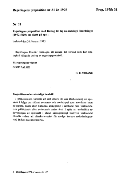 Omslaget till prop. 1975:31