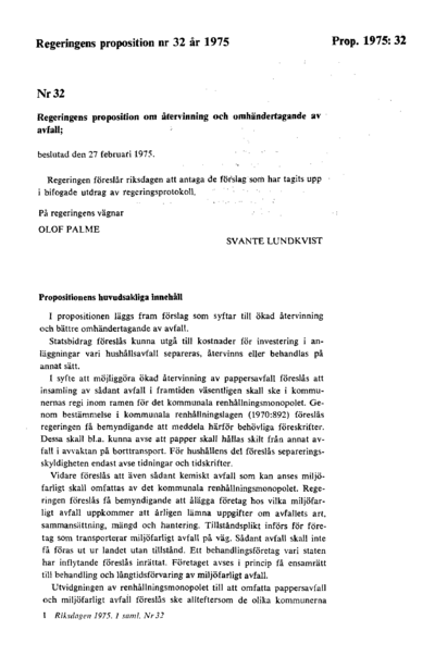 Omslaget till prop. 1975:32