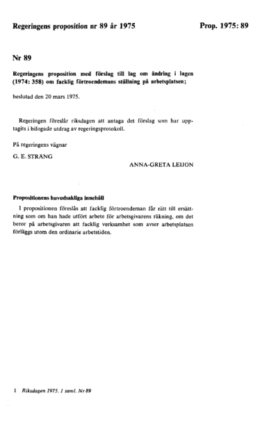 Omslaget till prop. 1975:89