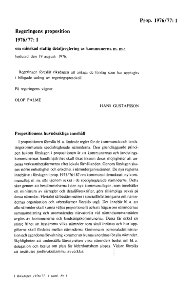 Omslaget till prop. 1976/77:1