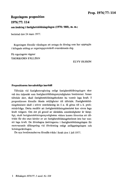 Omslaget till prop. 1976/77:114