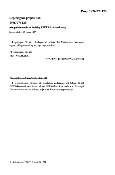 Omslaget till prop. 1976/77:120