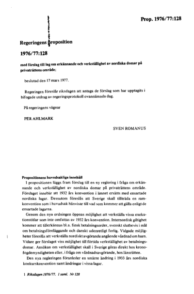 Omslaget till prop. 1976/77:128