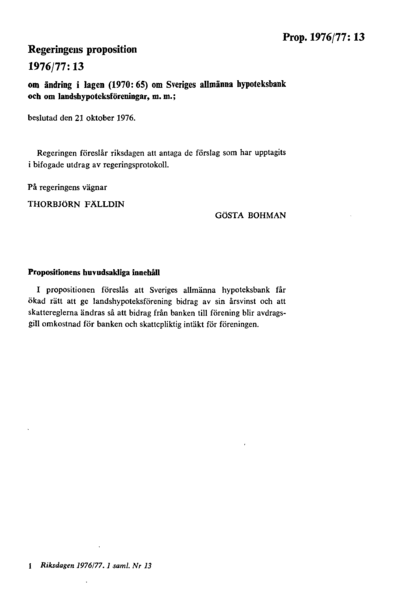 Omslaget till prop. 1976/77:13