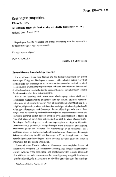 Omslaget till prop. 1976/77:135