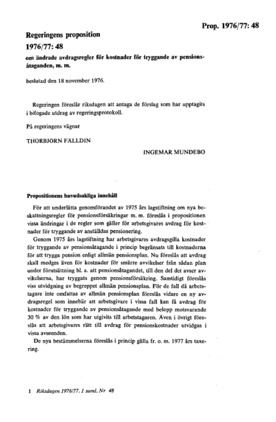 Omslaget till prop. 1976/77:48