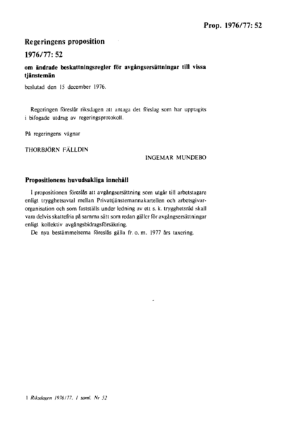 Omslaget till prop. 1976/77:52