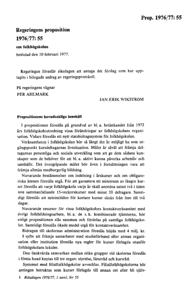 Omslaget till prop. 1976/77:55