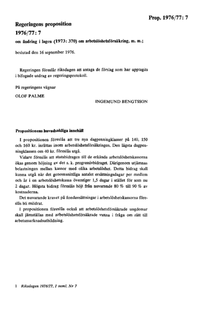 Omslaget till prop. 1976/77:7