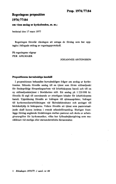 Omslaget till prop. 1976/77:84