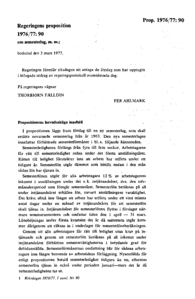 Omslaget till prop. 1976/77:90