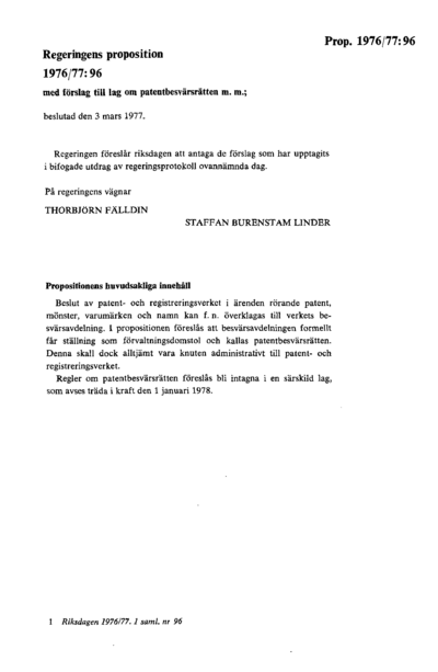 Omslaget till prop. 1976/77:96