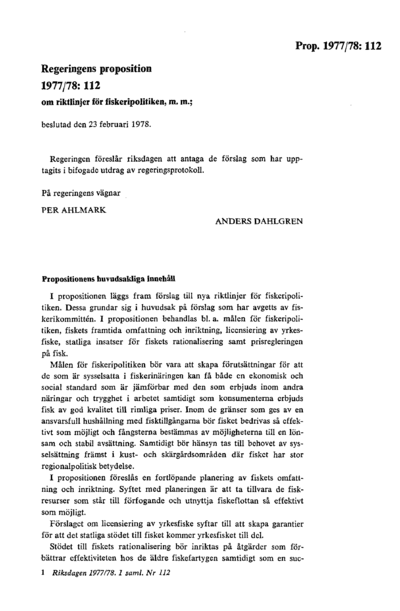 Omslaget till prop. 1977/78:112