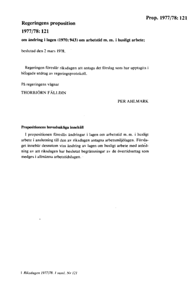 Omslaget till prop. 1977/78:121