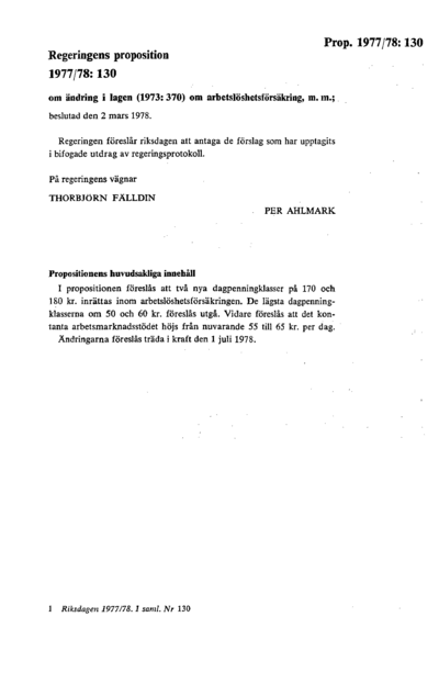 Omslaget till prop. 1977/78:130