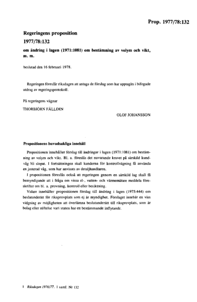 Omslaget till prop. 1977/78:132