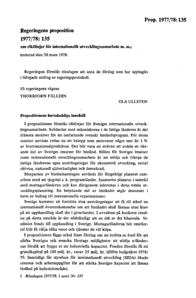 Omslaget till prop. 1977/78:135