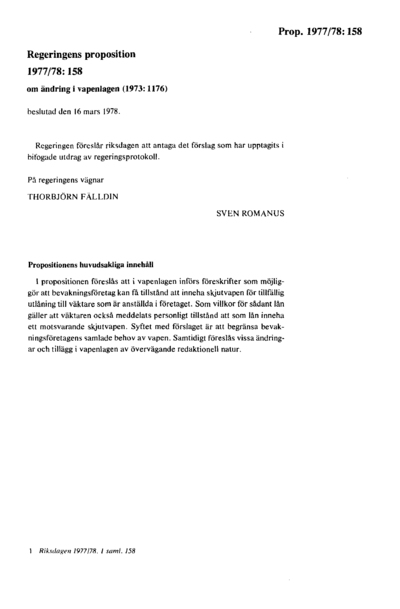 Omslaget till prop. 1977/78:158