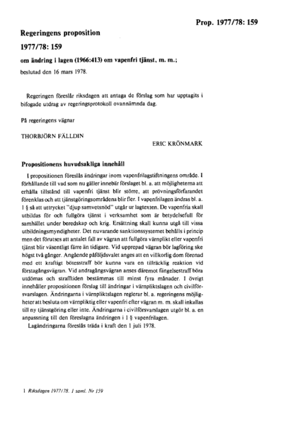 Omslaget till prop. 1977/78:159