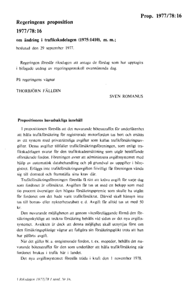 Omslaget till prop. 1977/78:16