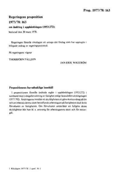 Omslaget till prop. 1977/78:163