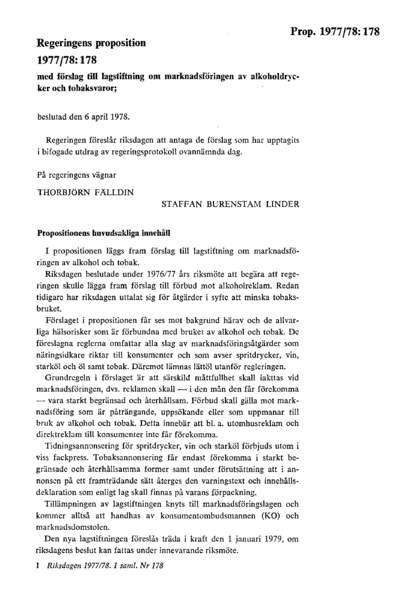 Omslaget till prop. 1977/78:178