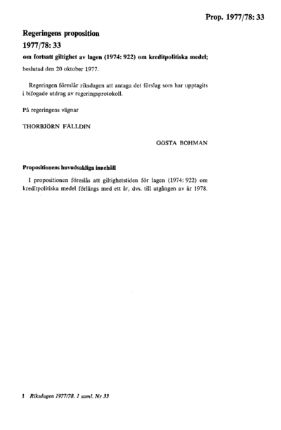 Omslaget till prop. 1977/78:33