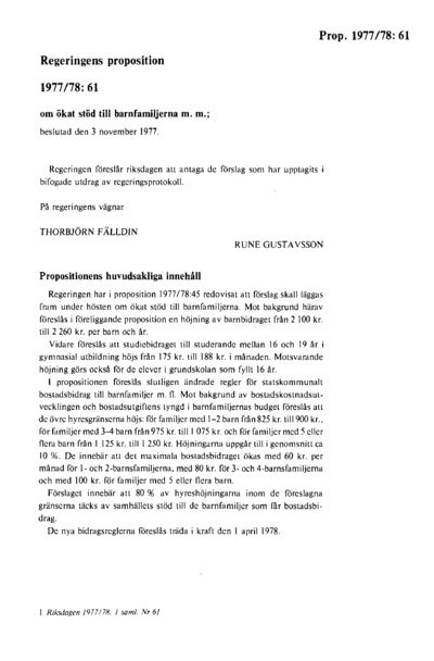 Omslaget till prop. 1977/78:61