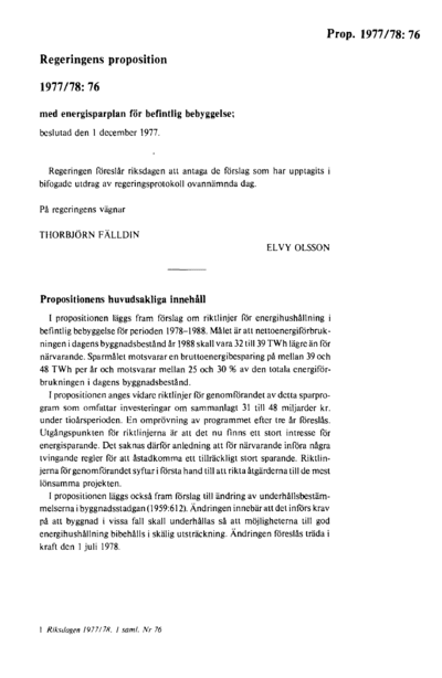 Omslaget till prop. 1977/78:76