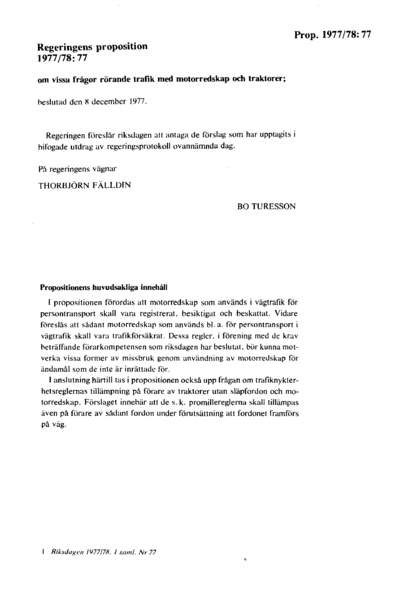 Omslaget till prop. 1977/78:77