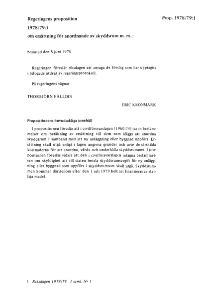 Omslaget till prop. 1978/79:1