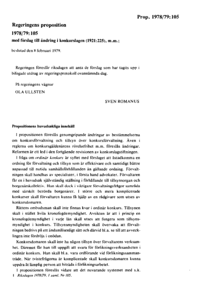 Omslaget till prop. 1978/79:105
