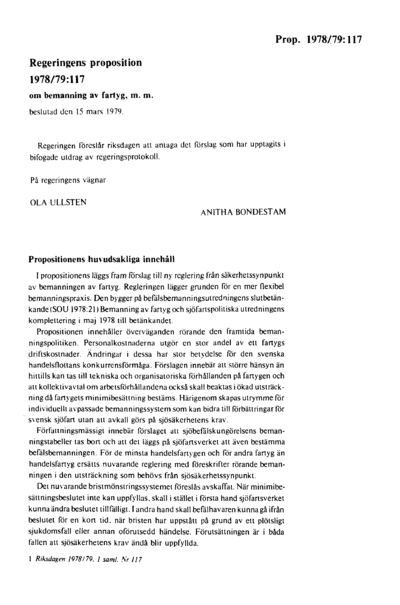 Omslaget till prop. 1978/79:117