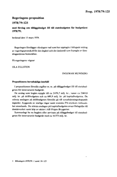 Omslaget till prop. 1978/79:125