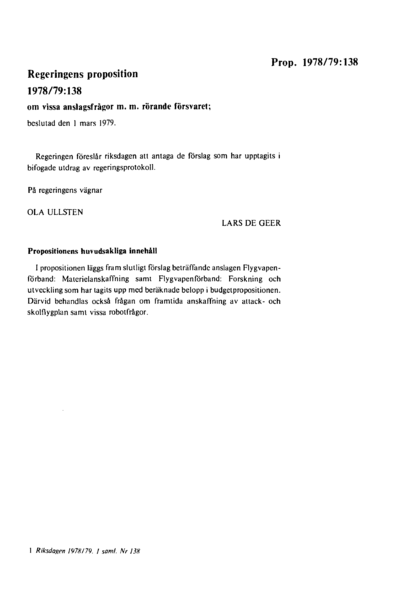 Omslaget till prop. 1978/79:138