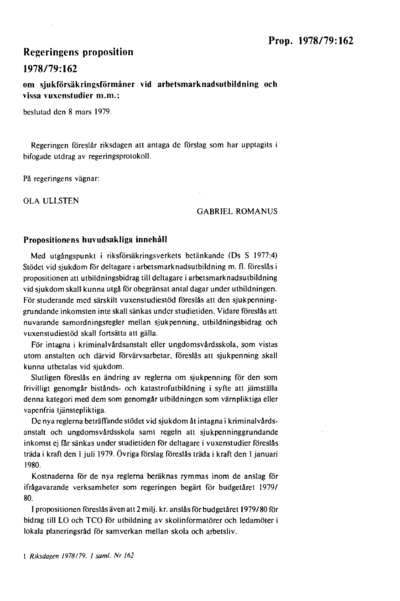 Omslaget till prop. 1978/79:162