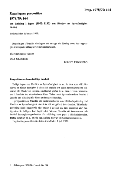 Omslaget till prop. 1978/79:164